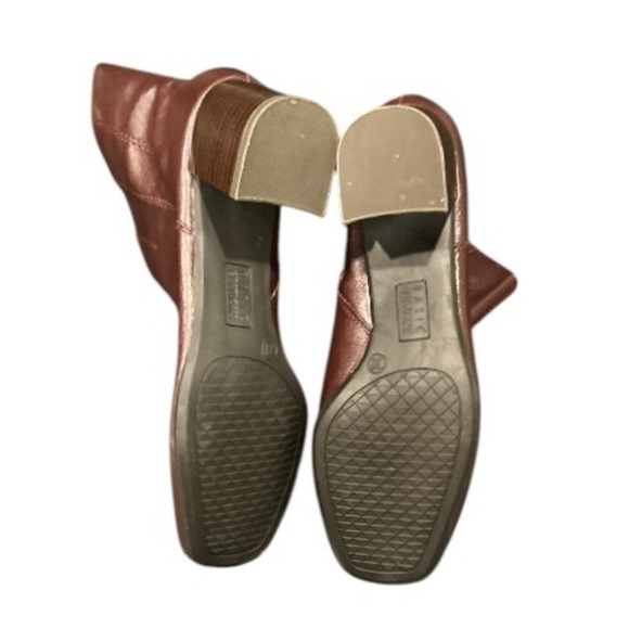 Basic Editions Ankle Boots Block Heel Square Toe Burgundy Zip Up Women's Sz 7W - Picture 5 of 6
